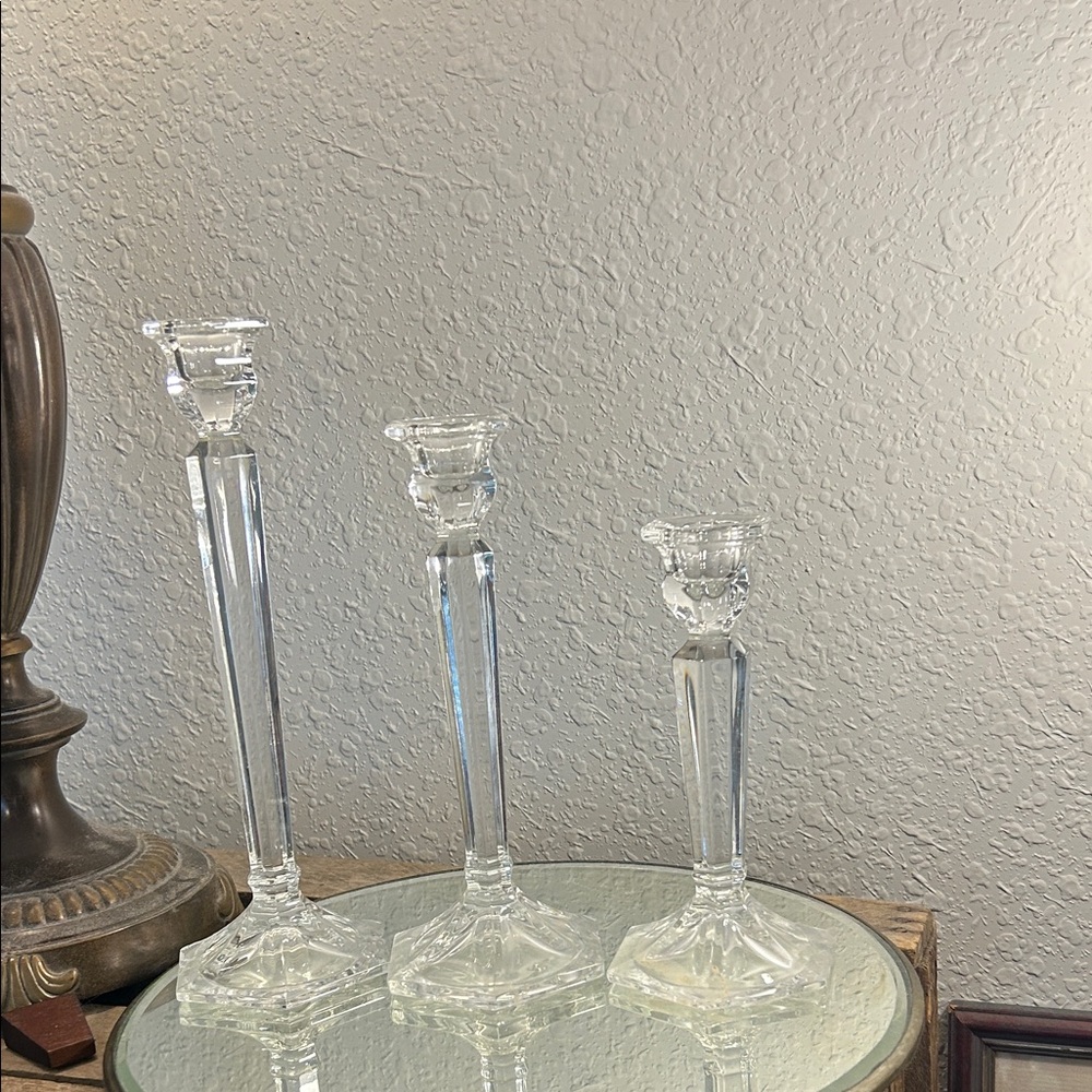 Elegant Crystal Glass Candle Holders Set of 3 Quiet Luxury,minimalist entertainm